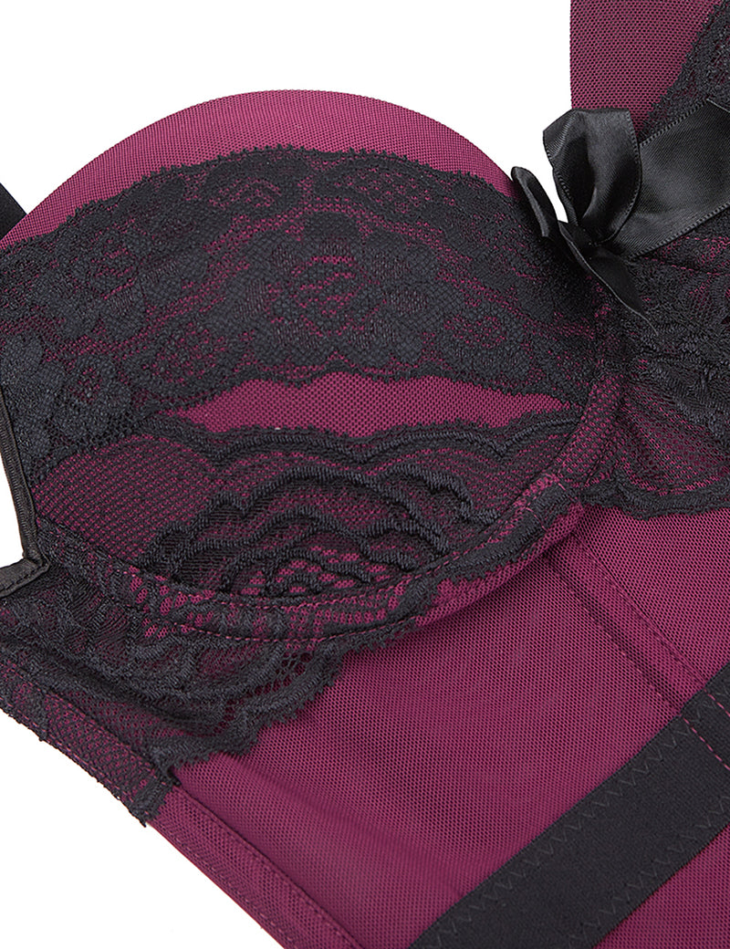 6 Piece Plastic Bones Blue Translucent Floral Lace Corsets