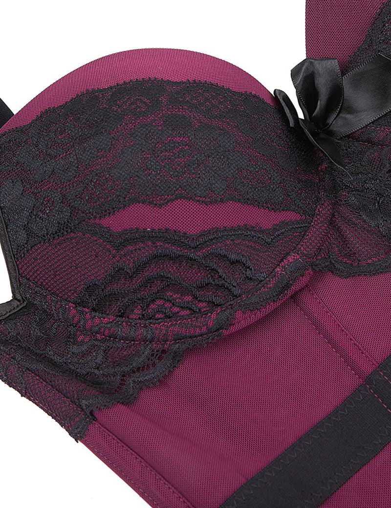 6 Piece Plastic Bones Blue Translucent Floral Lace Corsets