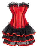 Steel Bones Black Lace Red Corset