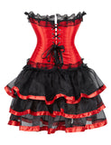 Steel Bones Black Lace Red Corset Egypt