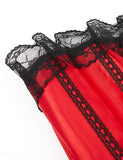 Steel Bones Black Lace Red Corset