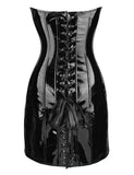 Black Strapless Leather Corset with Panties