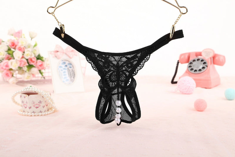 New Sexy Open Crotch Butterfly Black Panty