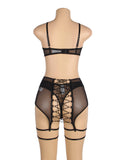 Black Mesh Underwire Garter Lingerie Egypt Set