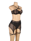 Black Mesh Underwire Garter Lingerie Egypt Set