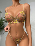 New Floral Embroidery Underwire Lingerie Set