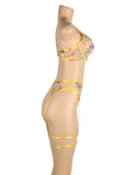 Floral Embroidery Underwire Garter Lingerie Set Egypt