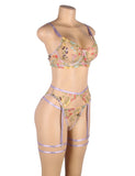 Floral Embroidery Underwire Garter Lingerie Egypt Set