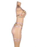 Floral Embroidery Underwire Garter Lingerie Egypt Set