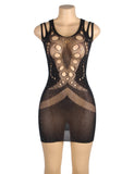 Plus Size Black Sexy Egypt Sparkle Glitter Rhinestone Fishnet Hollow Bodystocking