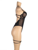 New Black One-piece Mesh Underwire Bodysuit