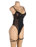 New Black One-piece Mesh Underwire Bodysuit