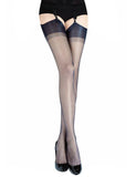 Nude & Black & White wide Brimmed Ribbed Stockings
