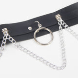 Black Leather Bondage Chain Bandage Garter