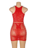 Red Sexy Christmas Egypt Fluffy Bodystocking