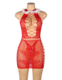 Red Sexy Christmas Egypt Fluffy Bodystocking