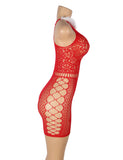 Red Sexy Christmas Egypt Fluffy Bodystocking