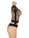 Long Sleeve Two-Piece Bodystocking Egypt With Fishnet Crop Top And Bottom