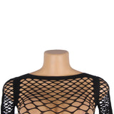 Long Sleeve Two-Piece Bodystocking Egypt With Fishnet Crop Top And Bottom