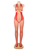 Red Sexy Christmas Egypt Fluffy Bodystocking