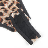 Sexy Leopard Print Strappy Bondage Bodysuit