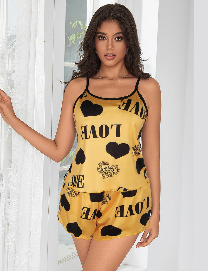 Leopard Print Suspender Home Wear Pajama Set