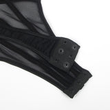 Black Mesh Chain Suspender Bodysuit