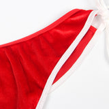 Sexy Red Christmas Plush Bra Set