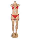 Sexy Red Christmas Egypt Plush Bra Set