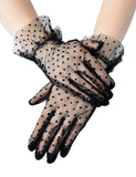 Black Sexy Mesh Gloves With Polka Dots
