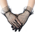 Black Sexy Mesh Gloves With Polka Dots