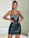 New Black Lace Patchwork Suspender Bodysuit Egypt