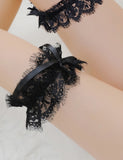 Black Eyelash Lace Bow Leg Rings