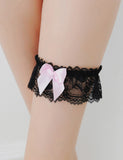 A Pair Of Sexy Black Lace Bow Leg Rings