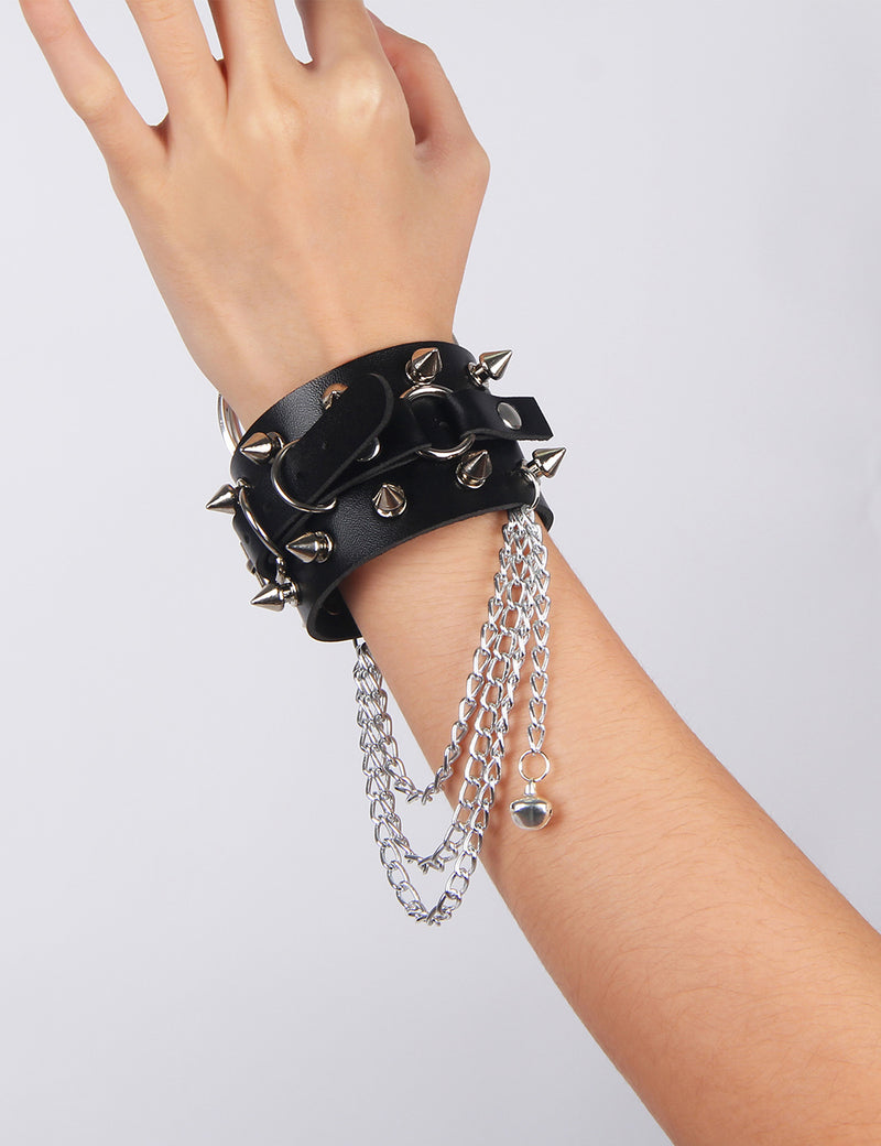Black PU Punk Gothic Rivet Bracelet