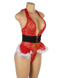 Sexy Red Christmas Egypt 2025 Type Lace Halter Teddy Lingerie