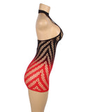 Black And Red Two-Color Gradient Stretchy Fishnet Bodystocking Egypt