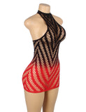 Black And Red Two-Color Gradient Stretchy Fishnet Bodystocking Egypt