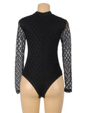 Black High Neck Mesh Minimalist Bodysuit Egypt