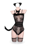 Black Sexy Cat Girl One-Piece Costume Set