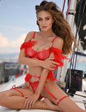 Feather Lace Chain Sexy Bra Set Egypt