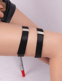 Black Adjustable Buckles Elastic Leg Rings