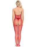 Red Mesh Bustless One-piece Stockings