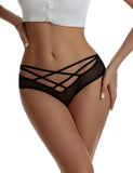 Black Mesh Lace Cross Straps Sexy Women Underwear
