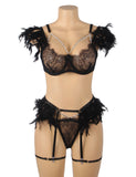 Feather Lace Chain Sexy Lingerie Egypt Bra Set