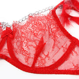 Red Feather Lace Chain Sexy Bra Egypt Set