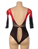 Black And Red Two-Color Gradient Stretchy Fishnet Bodystocking Egypt