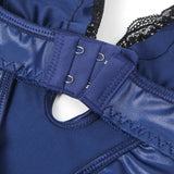 Blue Sexy Faux Leather Bodysuit Egypt