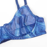 Blue Mesh Printed Sexy Bra Set Egypt