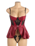 Burgundy Removable Chains Faux Leather Lace Sexy Lingerie Egypt